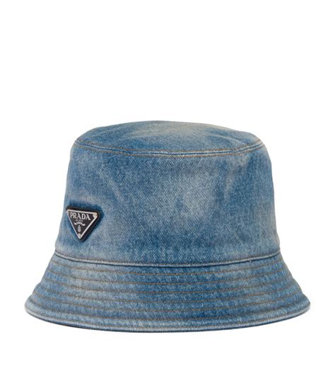 bucket hat prada|Prada denim bucket hat.